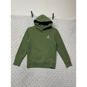 Air Jordan Hoodie Boys Sz M Olive Green Long Sleeve Pockets Jumpman Embroidery